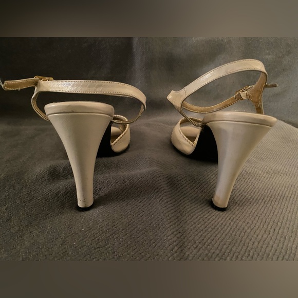 De Mura Blush Leather Topstitch Detail Slingback High-Heeled Sandal **VINTAGE** - Picture 10 of 14